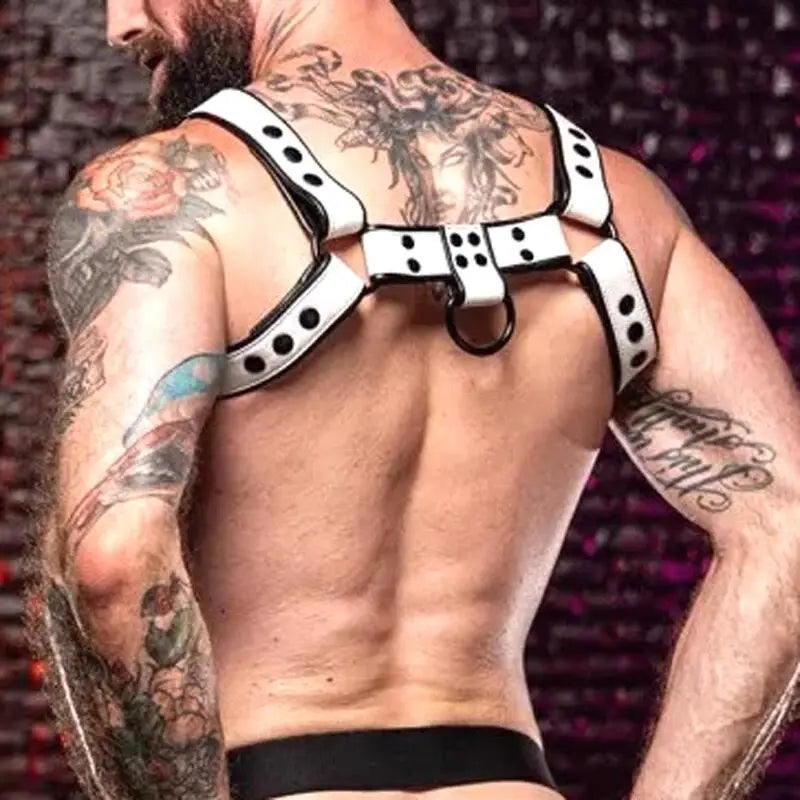 LEATHER HARNESS - WHITE & BLACK