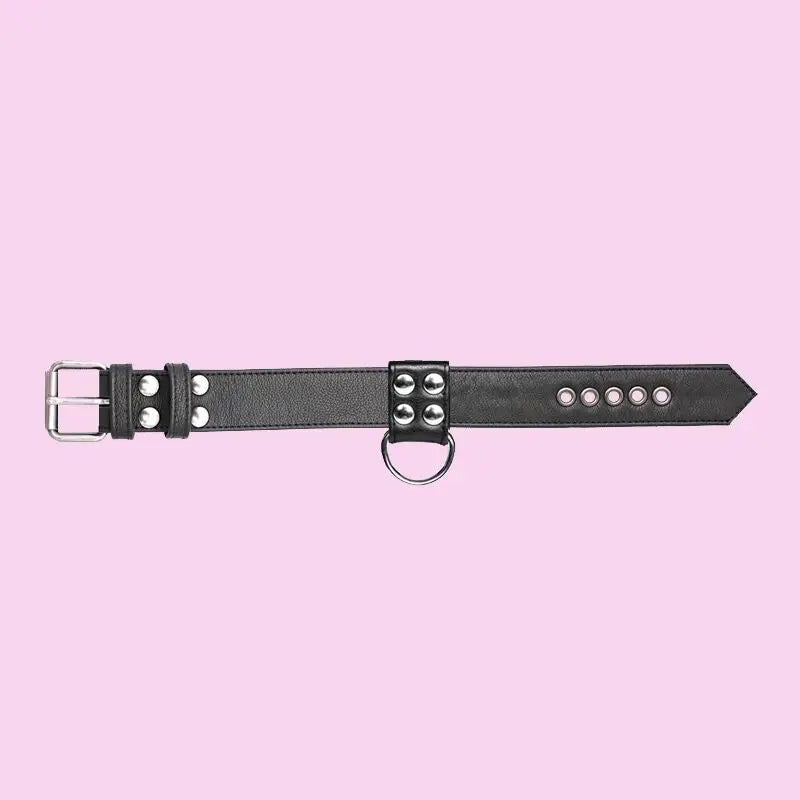 LEATHER COLLAR BELT - BLACK