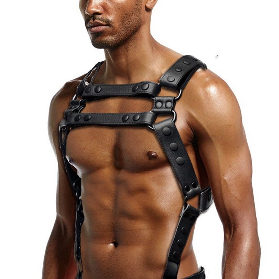 LEATHER BODY X HARNESS - BLACK