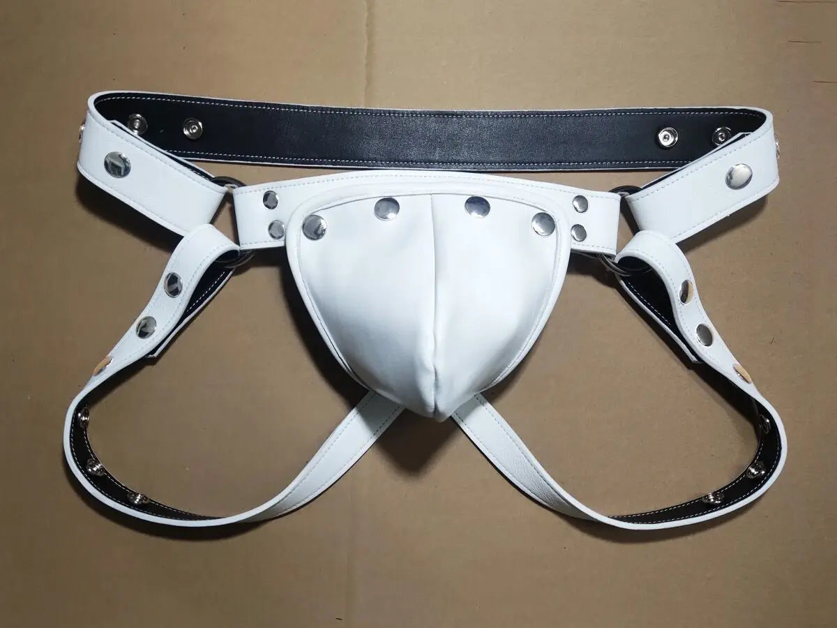 LEATHER JOCKSTRAP - WHITE