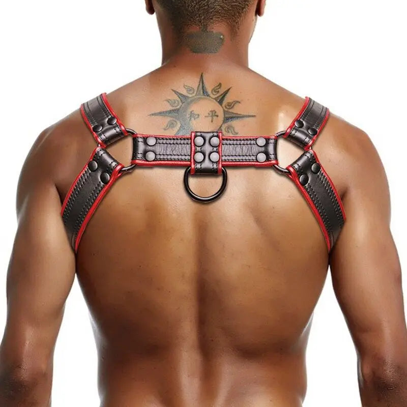 LEATHER HARNESS - RED AND BLACK