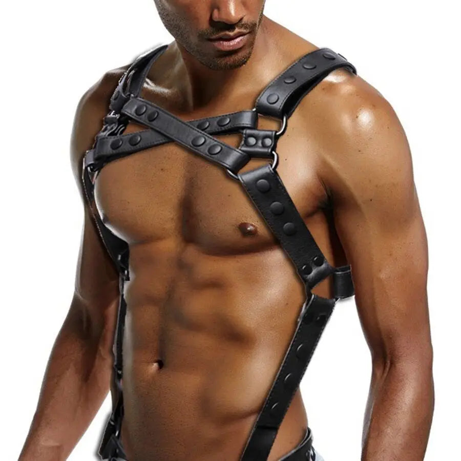 LEATHER BODY X HARNESS - BLACK