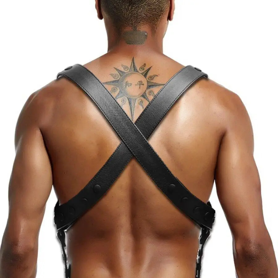 LEATHER BODY X HARNESS - BLACK AND BLUE