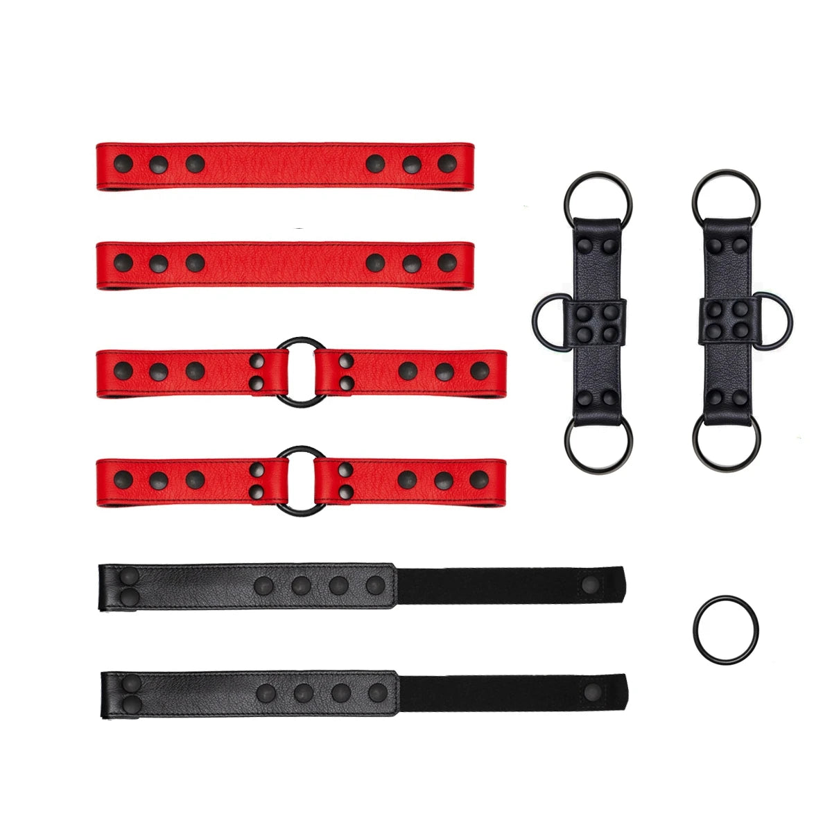 LEATHER BODY HARNESS - RED AND BLACK